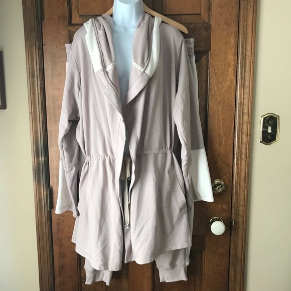 Calvin Klein Performance Mauve/Ivory Hoodie Jacket & Drawstring Joggers Set 3X - Picture 1 of 16